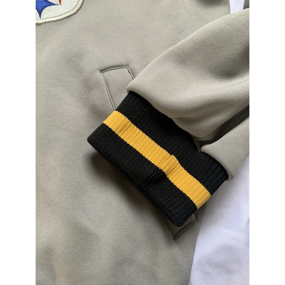 Pittsburgh Steelers NFL Men's Large Gray Full Zip Hooded‎ Fleece Jacket